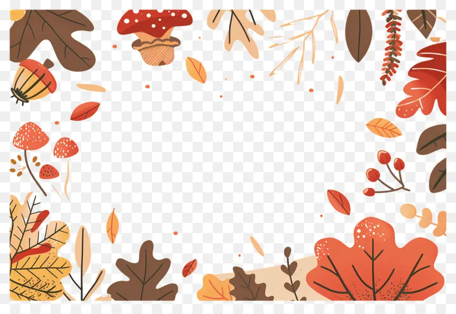 Fondo De Otoño，Setas Y Bellotas PNG