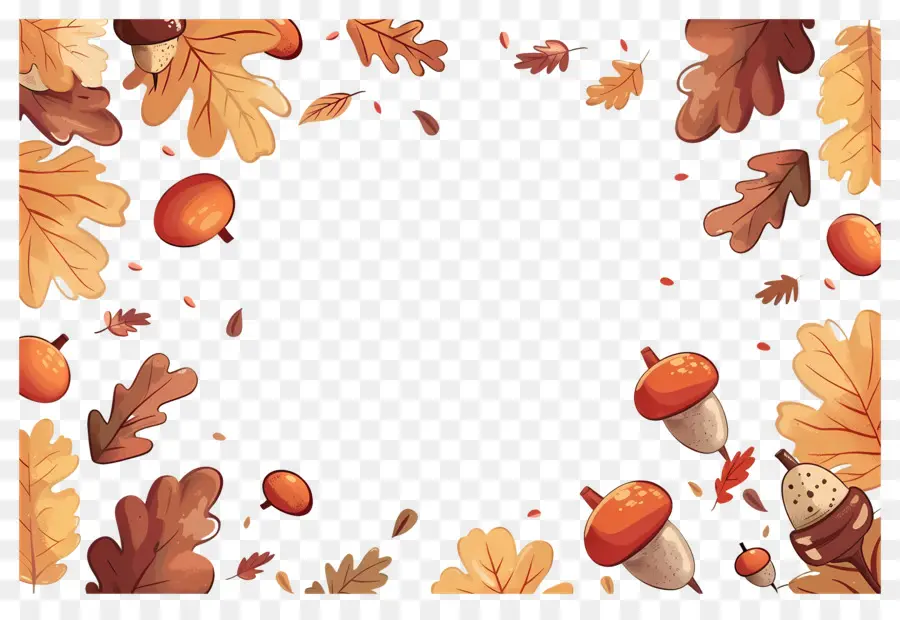 Fondo De Otoño，Setas Y Bellotas PNG