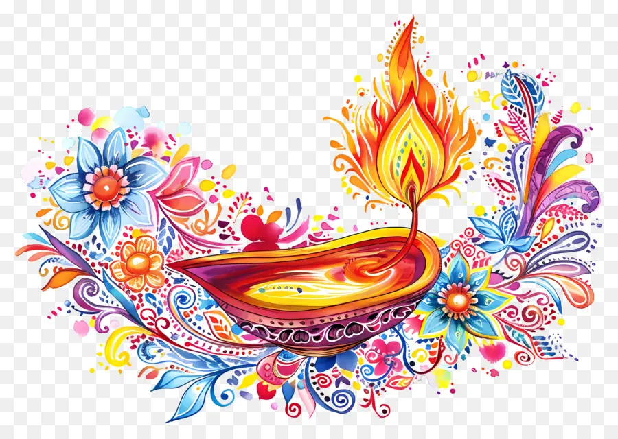 Flor De Diwali，Diya Floral PNG