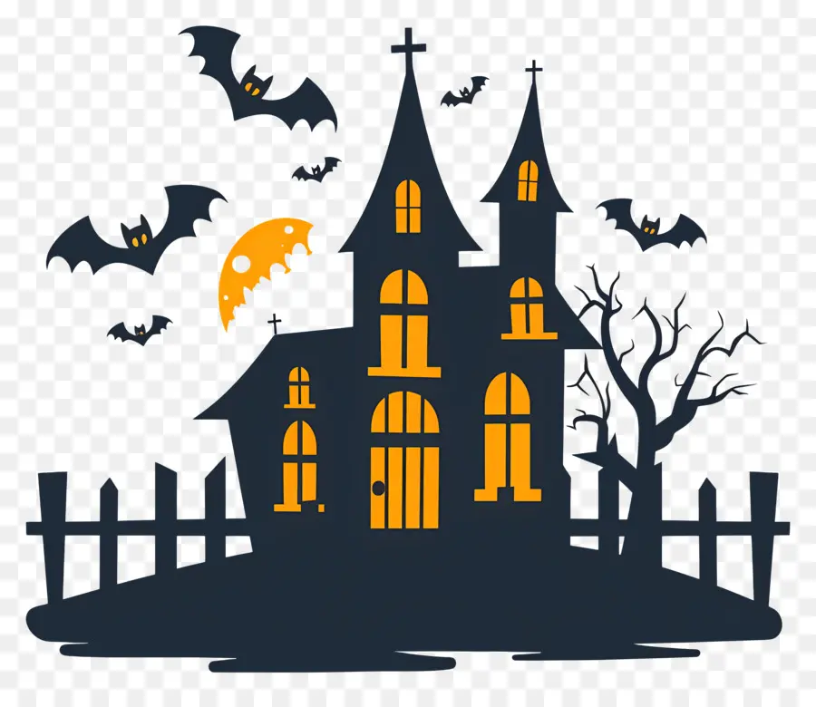 Ciudad De Halloween，Casa De Silueta PNG