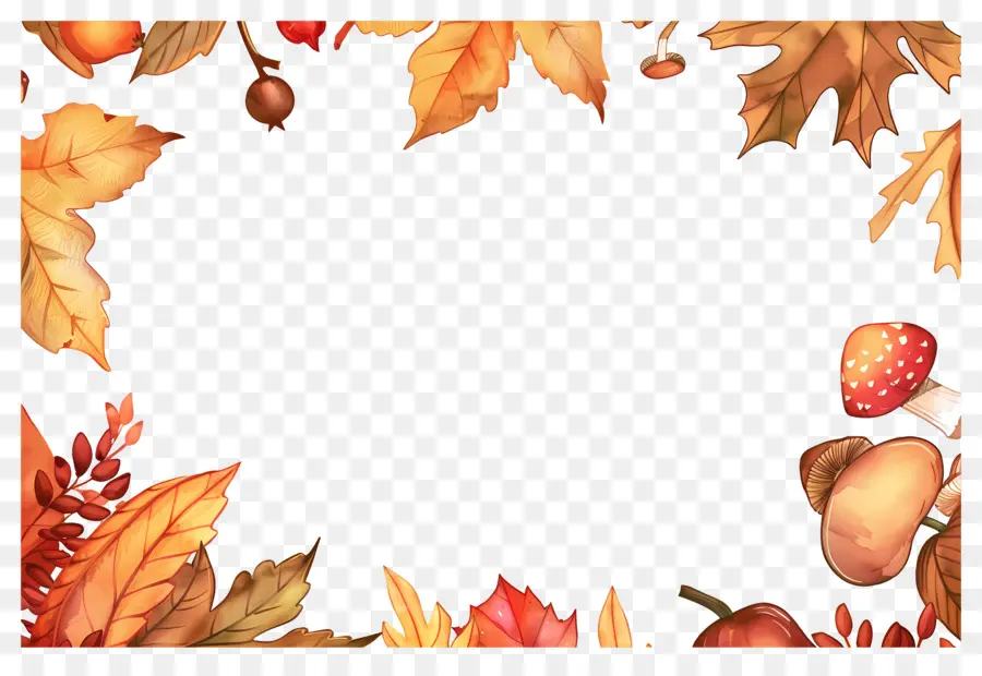 Fondo De Otoño，Setas Y Bellotas PNG