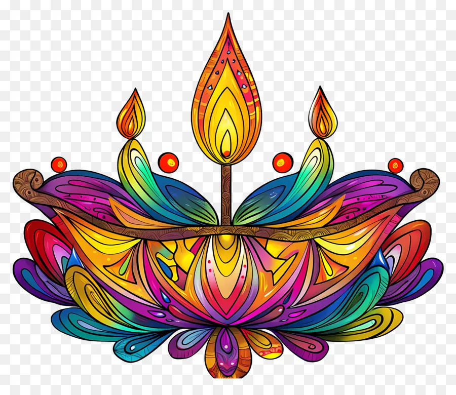 Diwali Diya，Diya Colorida PNG