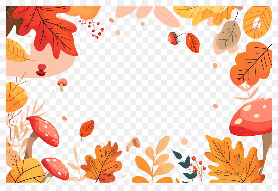 Fondo De Otoño，Setas Y Bellotas PNG