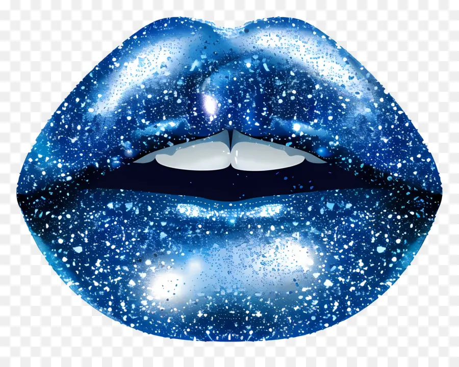 Beso Brillante，Labios Azules PNG