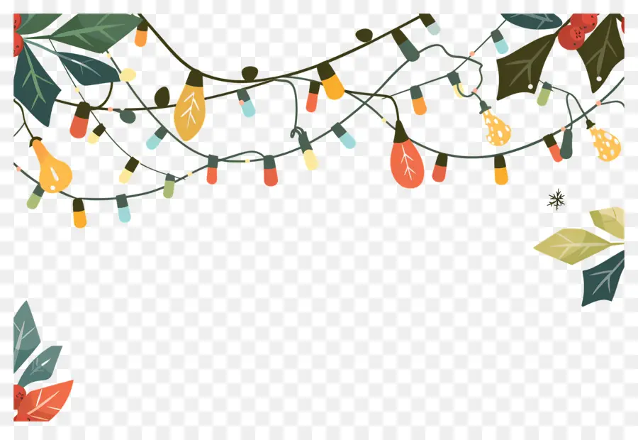 Fondo De Navidad，Luces Navideñas Y Guirnalda De Acebo PNG