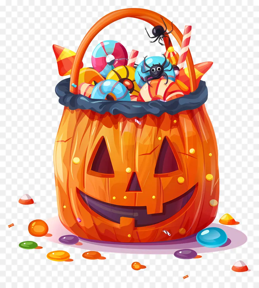 Cesta De Halloween，Dulces De Halloween PNG