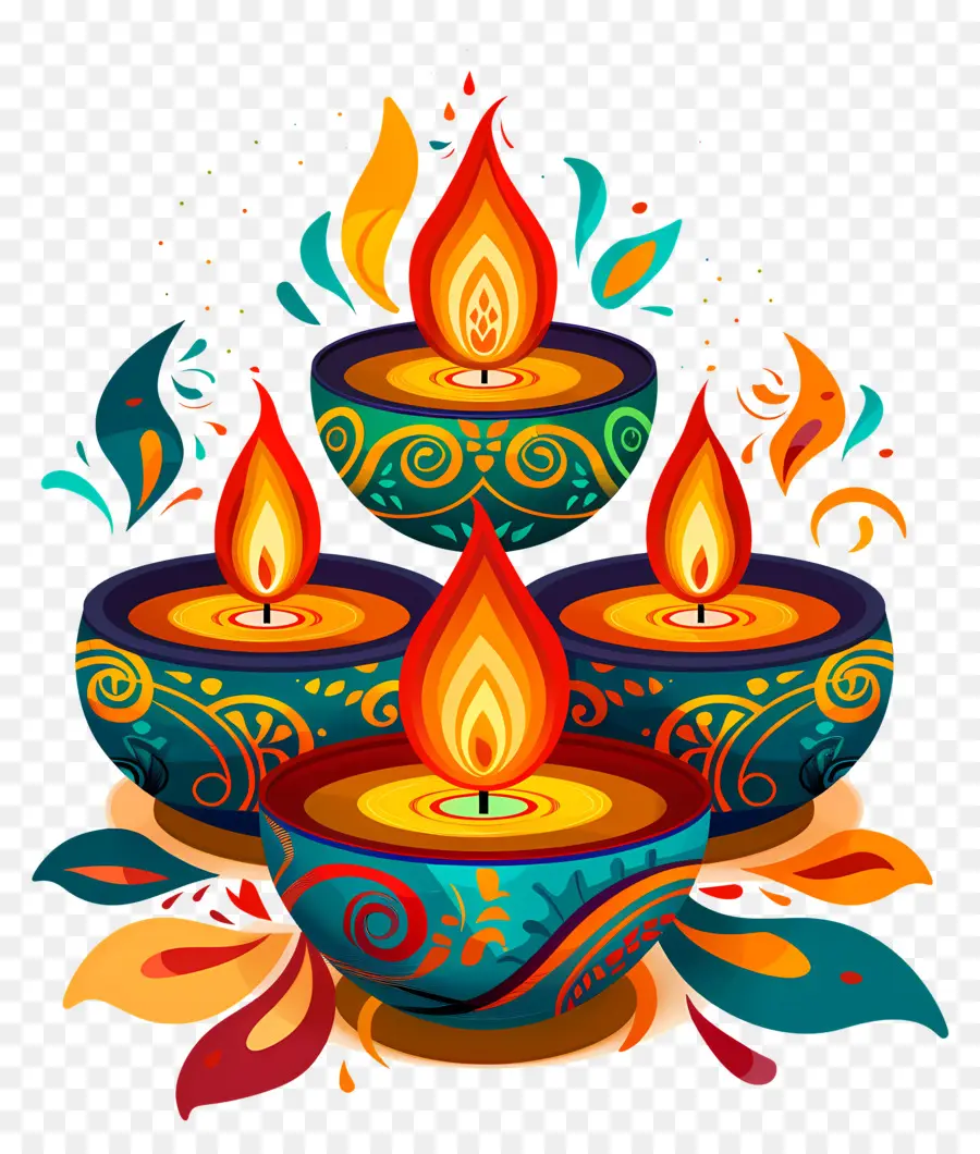 Vela Diwali，Diya Decorativa PNG