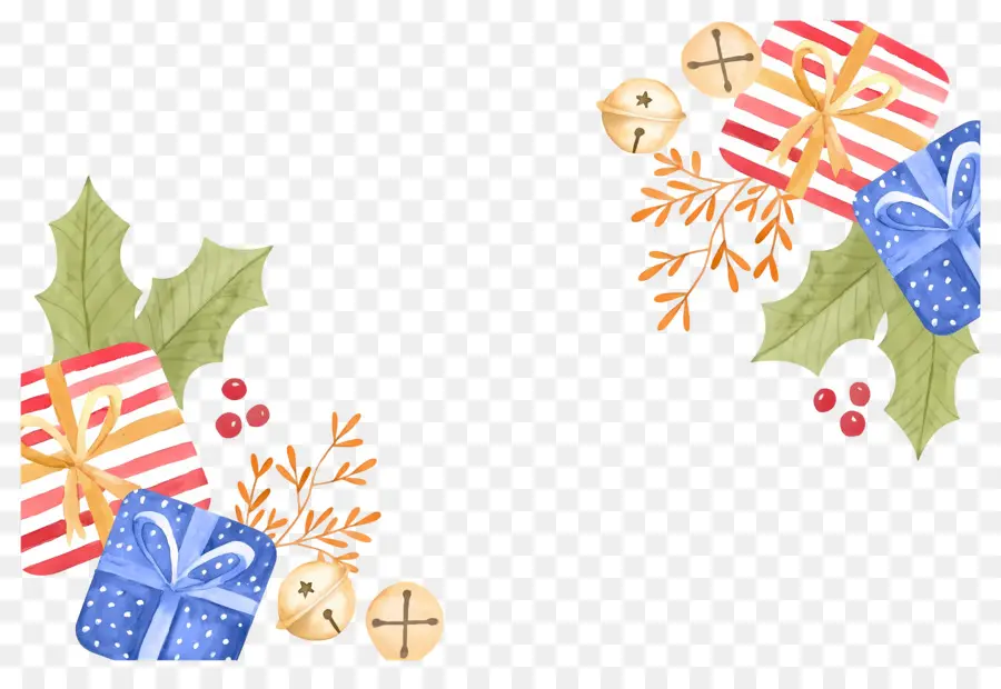 Fondo De Navidad，Regalos De Navidad Y Acebo PNG