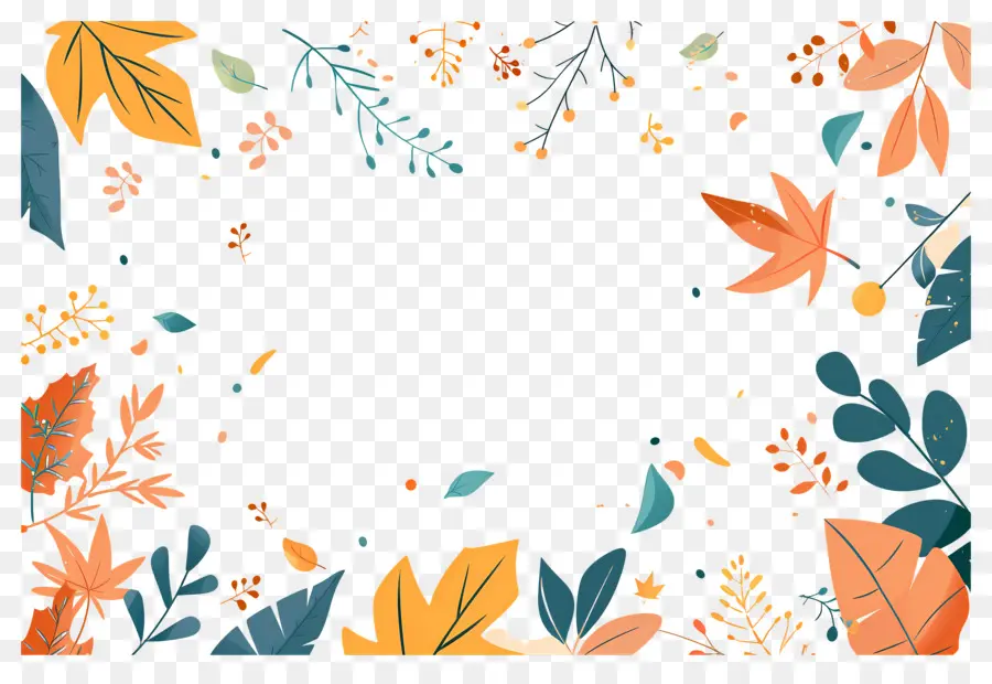 Fondo De Otoño，Hojas Coloridas Y Bellotas PNG