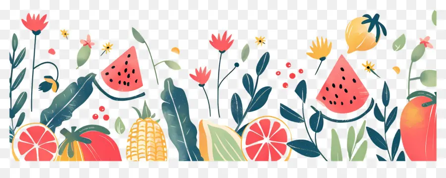 Fondo De Comida，Frutas Y Flores PNG