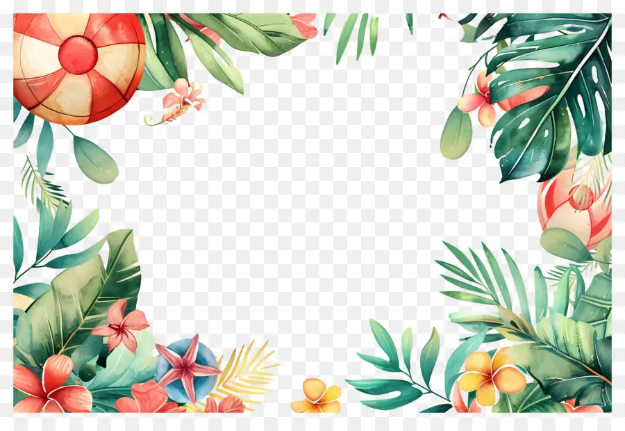 Fondo De Verano，Marco Tropical PNG