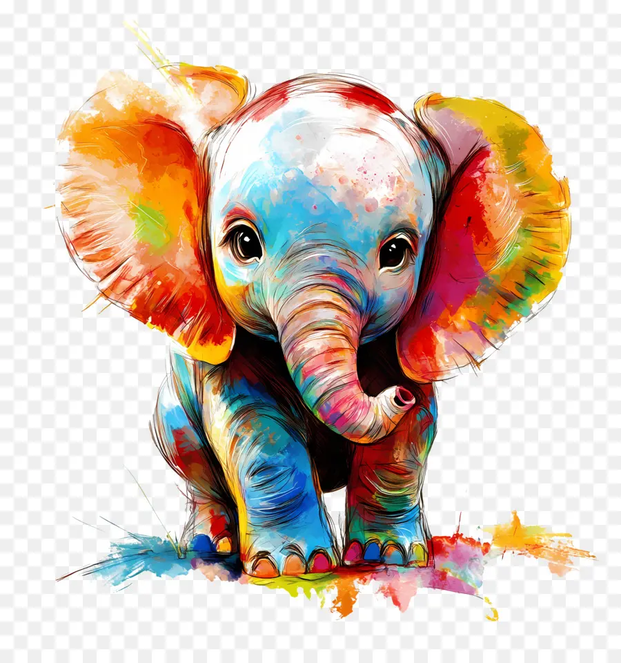 Bebé Elefante，Elefante Colorido PNG