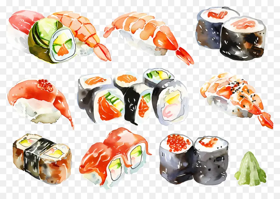 Sushi Acuarela，Sushi PNG