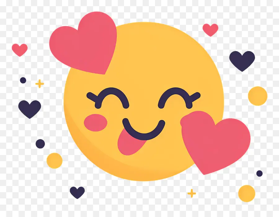 Beso Sonriente，Emoji Feliz Con Corazones PNG