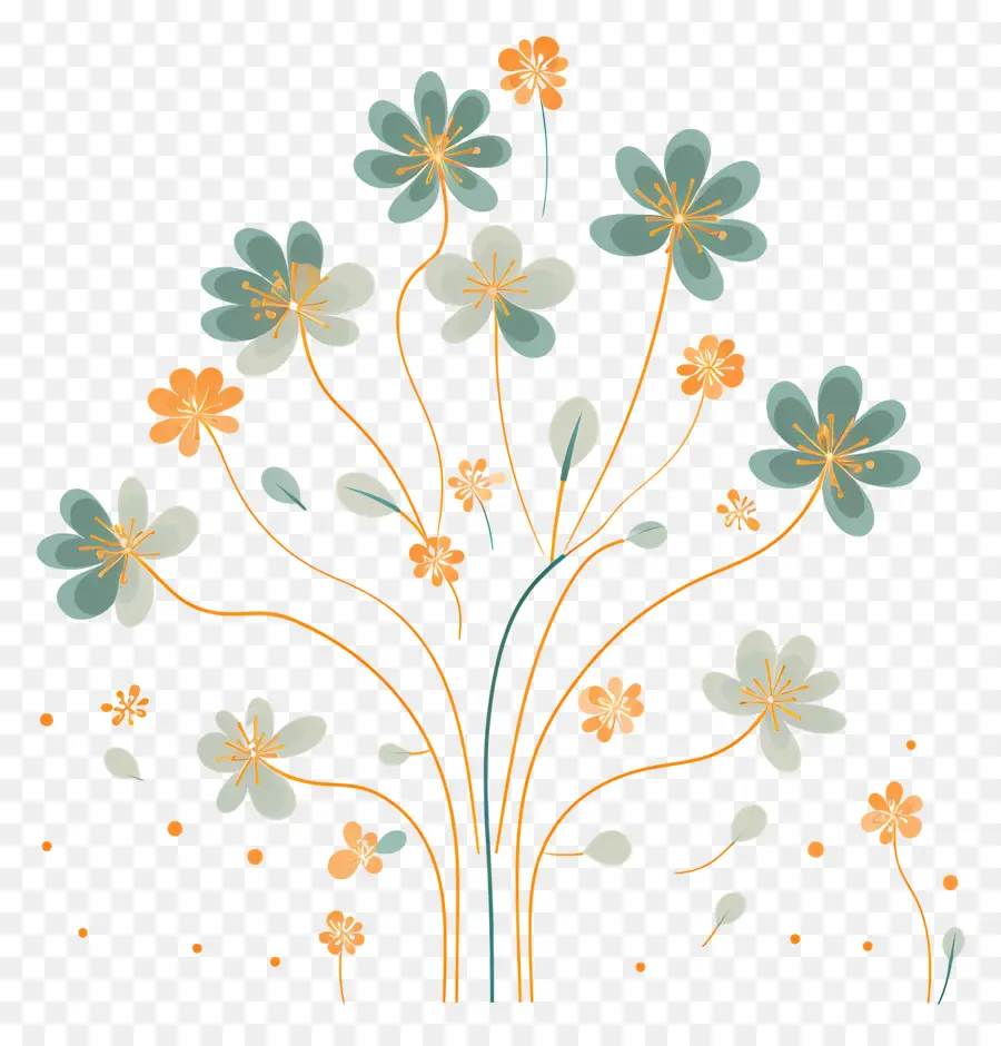 Fondo De Flores，Flores Estilizadas PNG