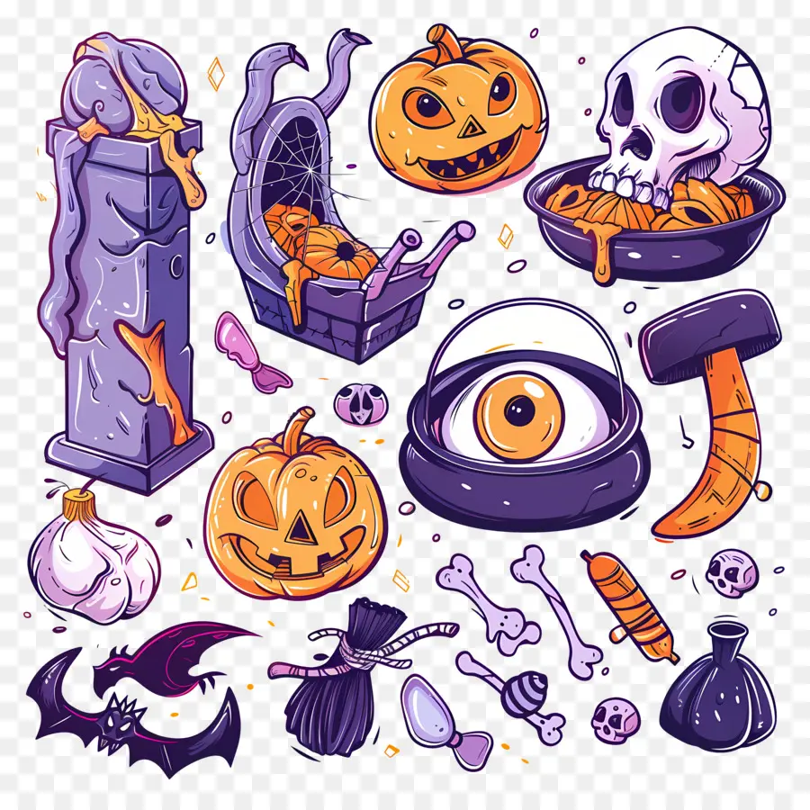 Fondo De Halloween，Símbolos De Halloween PNG