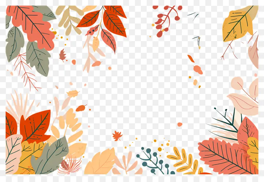 Fondo De Otoño，Hojas Coloridas Y Bellotas PNG