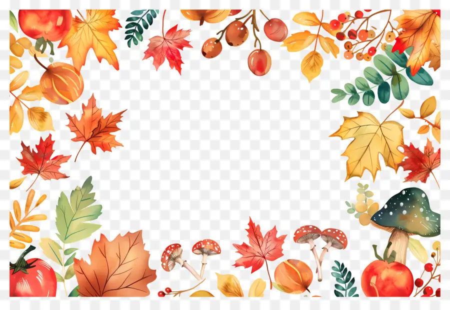 Fondo De Otoño，Setas Y Bellotas PNG