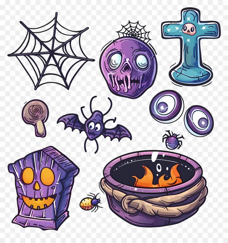 Fondo De Halloween，Elementos De Halloween PNG