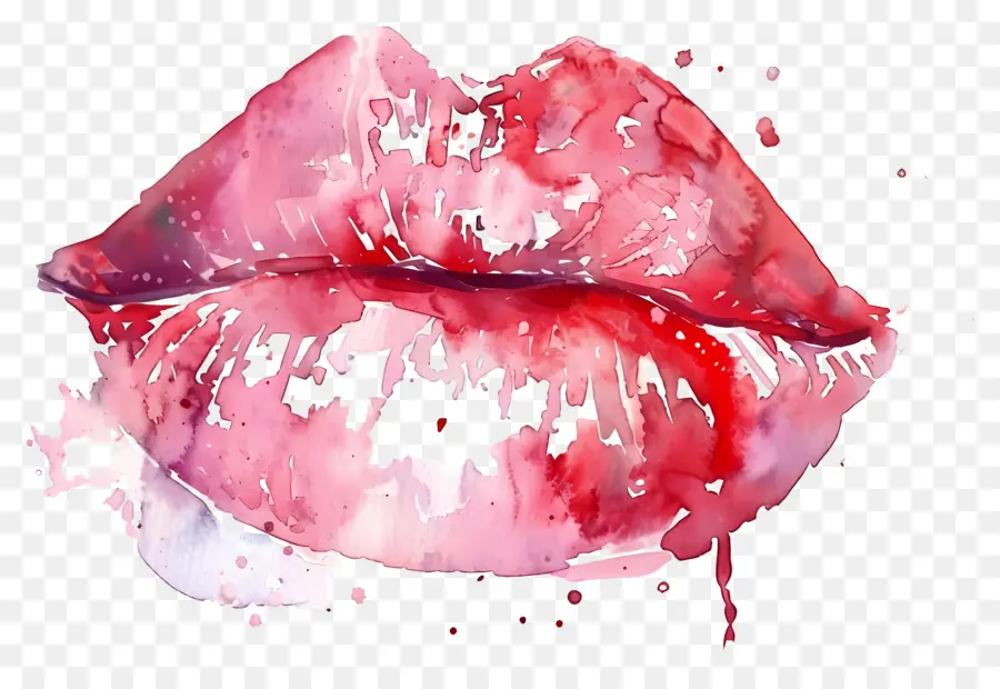 Marca De Beso，Labios De Acuarela PNG