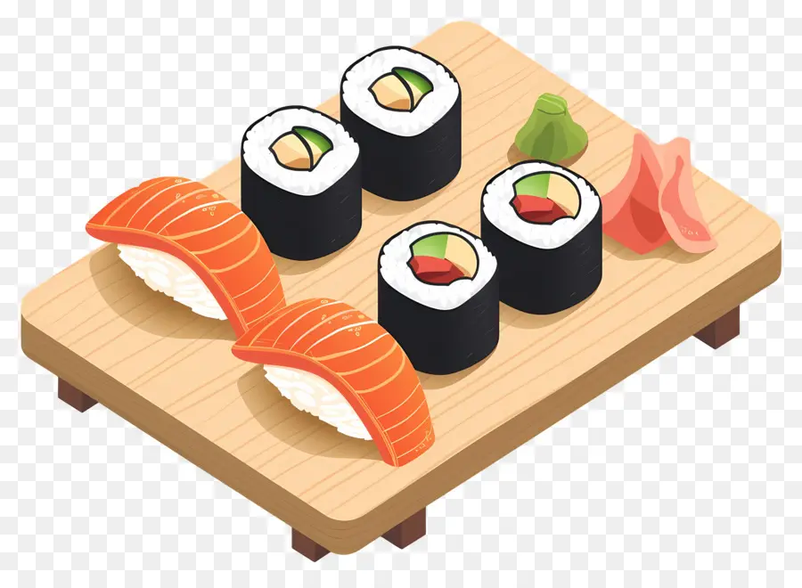 Día Internacional Del Sushi，Rollos De Sushi En Un Plato PNG