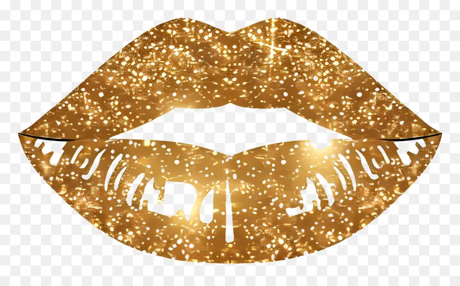 Beso Brillante，Labios Dorados PNG