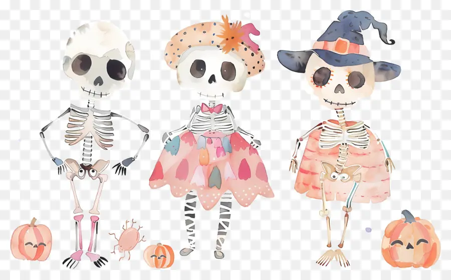 Esqueletos De Halloween，Esqueletos Disfrazados PNG