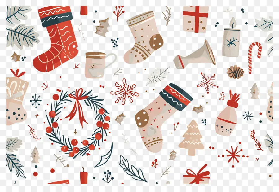 Fondo De Navidad，Decoraciones Navideñas PNG