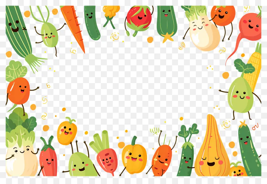 Fondo De Comida，Verduras Sonrientes PNG