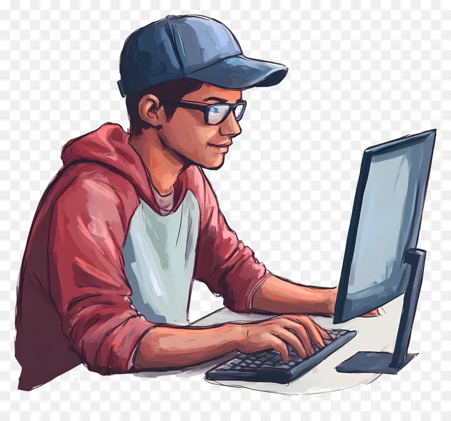 Estudiante De Informática，Persona Con Computadora PNG