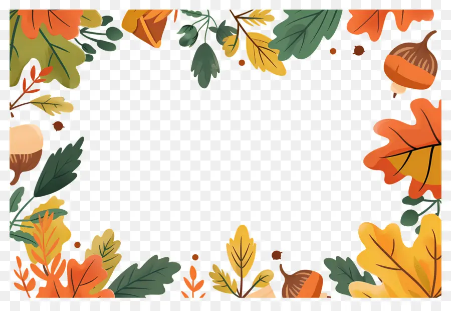 Fondo De Otoño，Hojas De Otoño Y Bellotas PNG