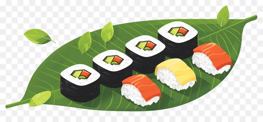 Sushi En Hoja，Japonés PNG