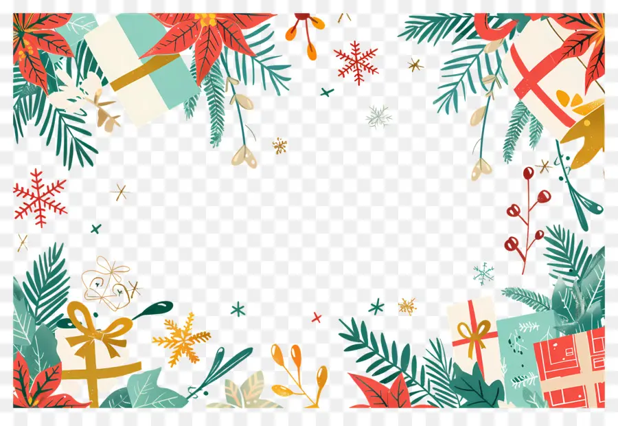 Fondo De Navidad，Marco Floral PNG