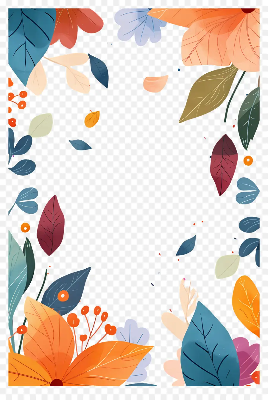 Fondo De Otoño，Marco Floral PNG