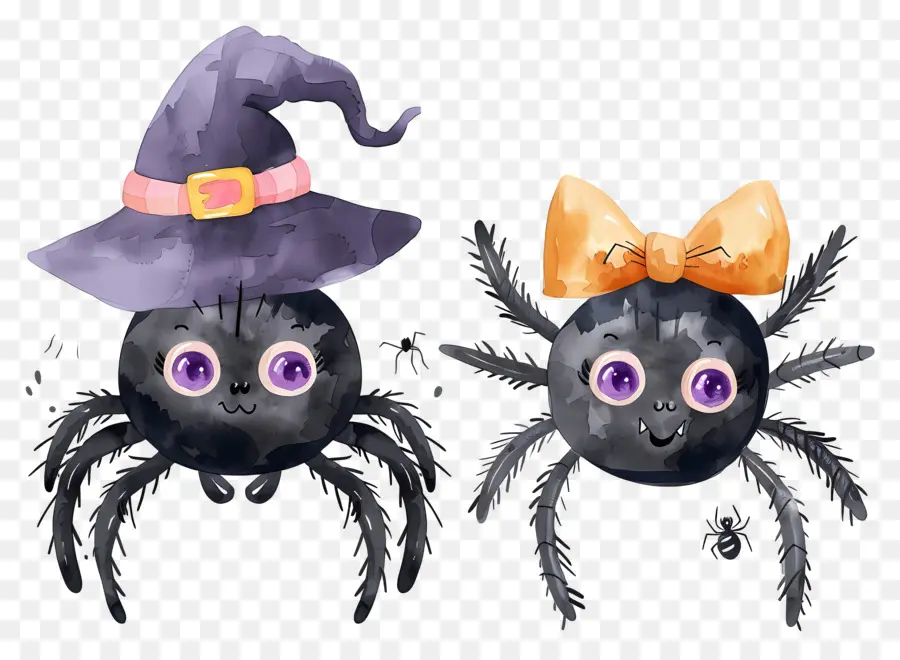 Arañas De Halloween，Arañas Con Sombrero PNG