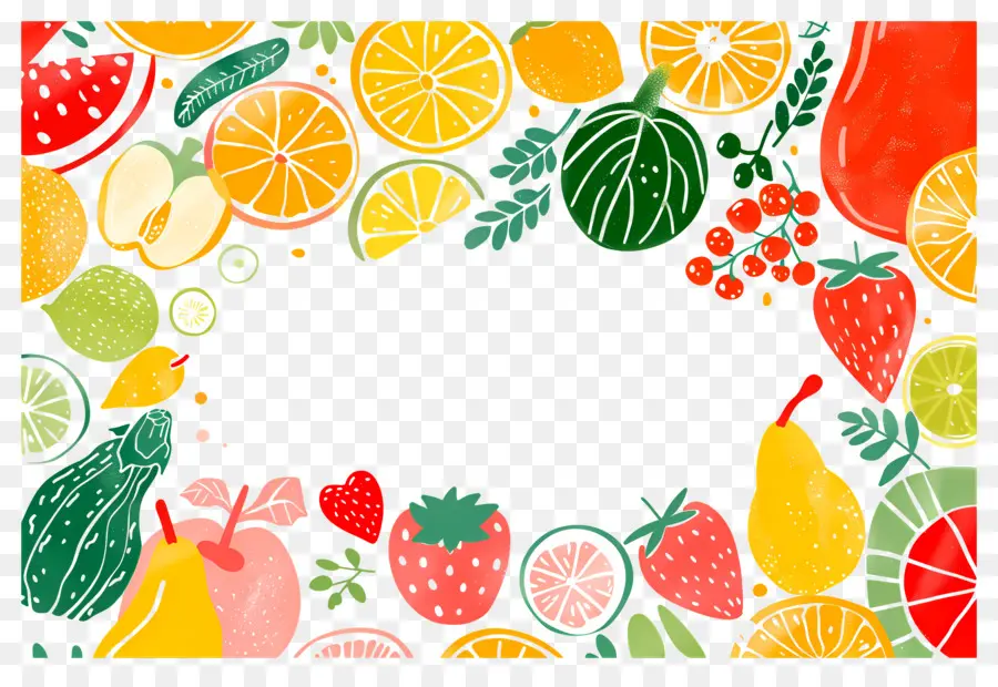 Fondo De Comida，Marco De Frutas PNG