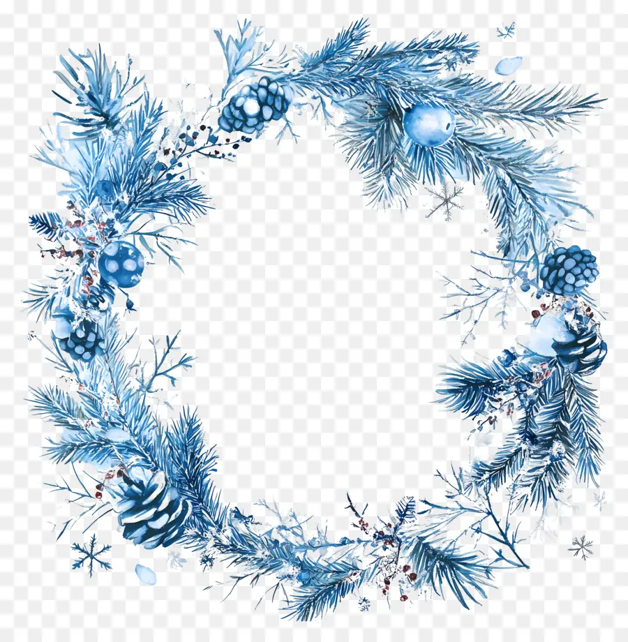 Marco De Navidad Azul，Corona Azul PNG