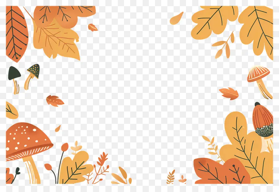 Fondo De Otoño，Setas Y Bellotas PNG