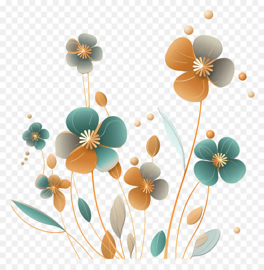 Fondo De Flores，Flores Estilizadas PNG