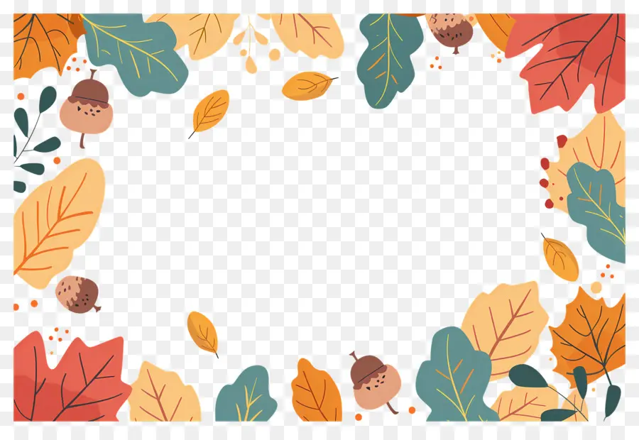 Fondo De Otoño，Hojas De Otoño Y Bellotas PNG