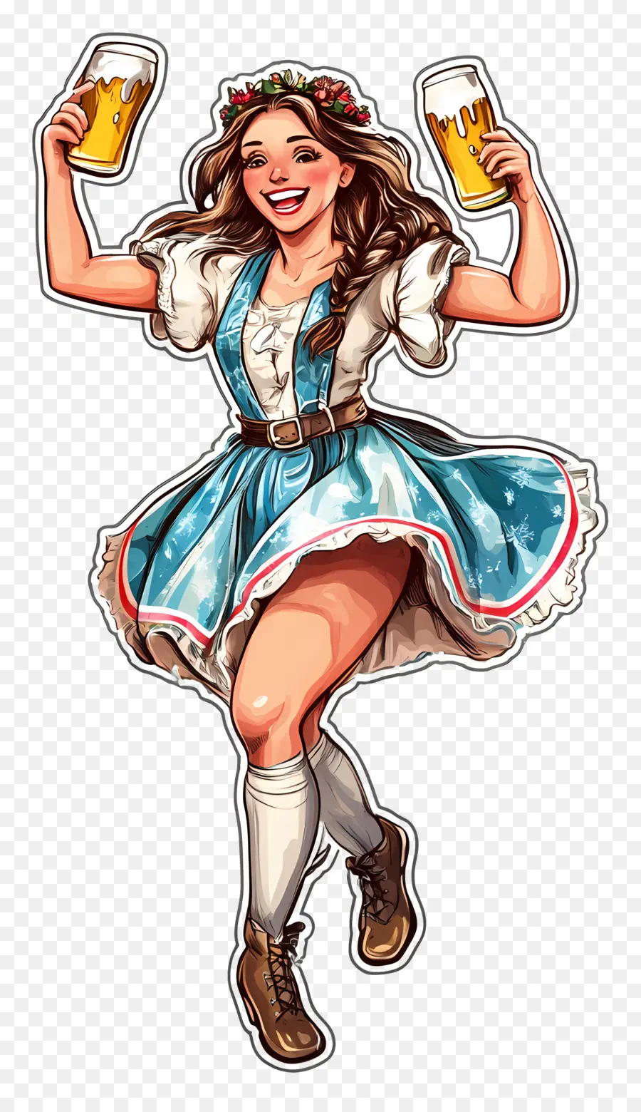 Bailarina Del Oktoberfest，Mujer En Traje Tradicional PNG