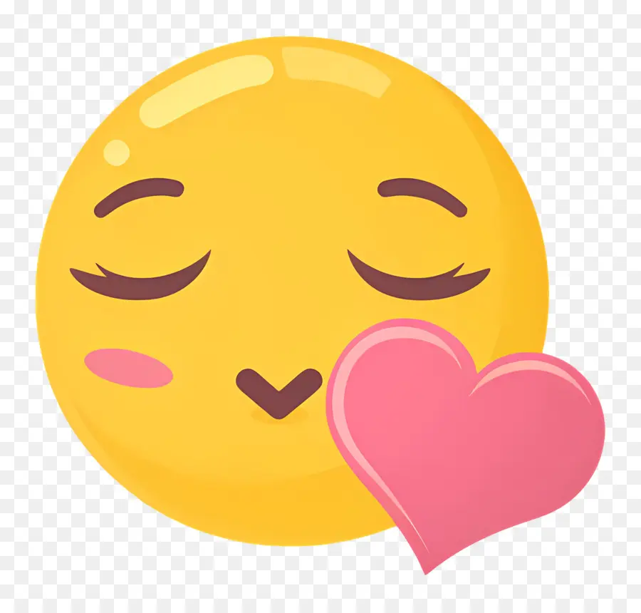 Beso Sonriente，Emoji Sonrojado Con Corazón PNG