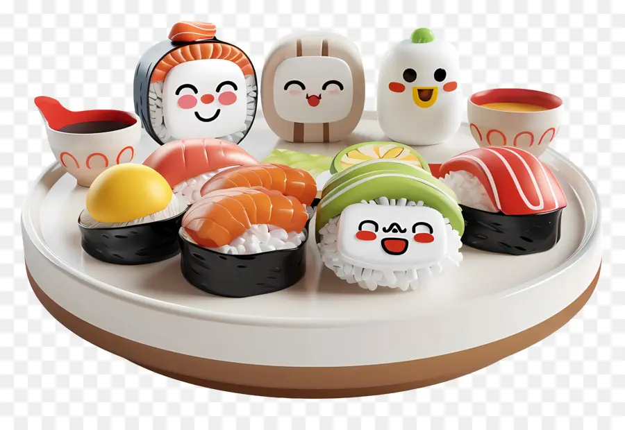 Sushi De Dibujos Animados，Surtido De Sushi PNG