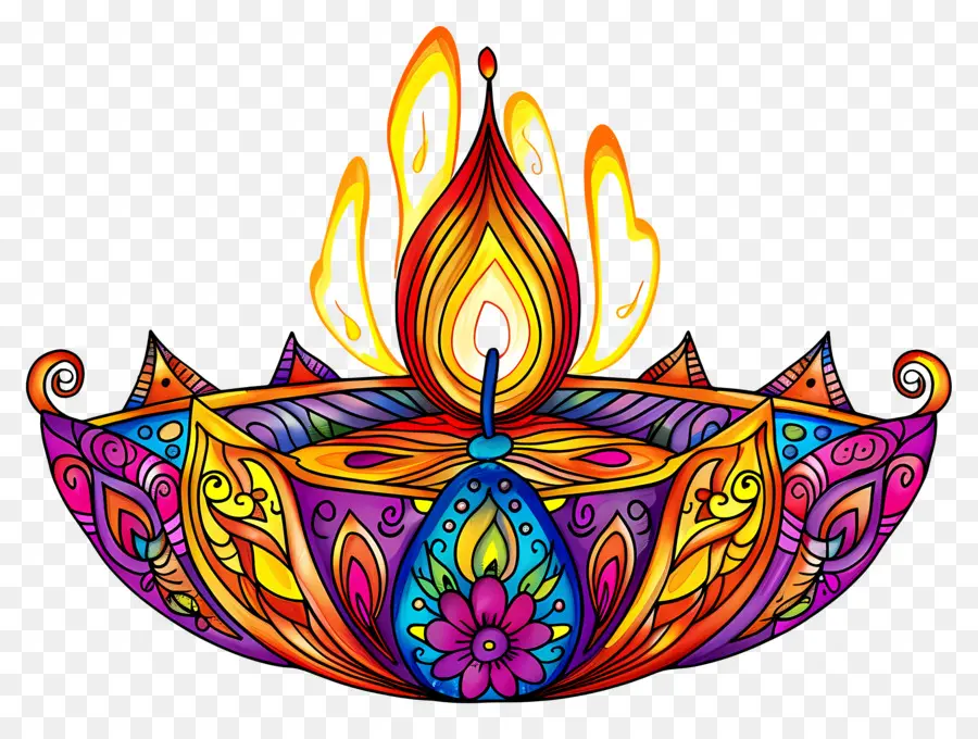 Diwali Diya，Diya Colorida PNG