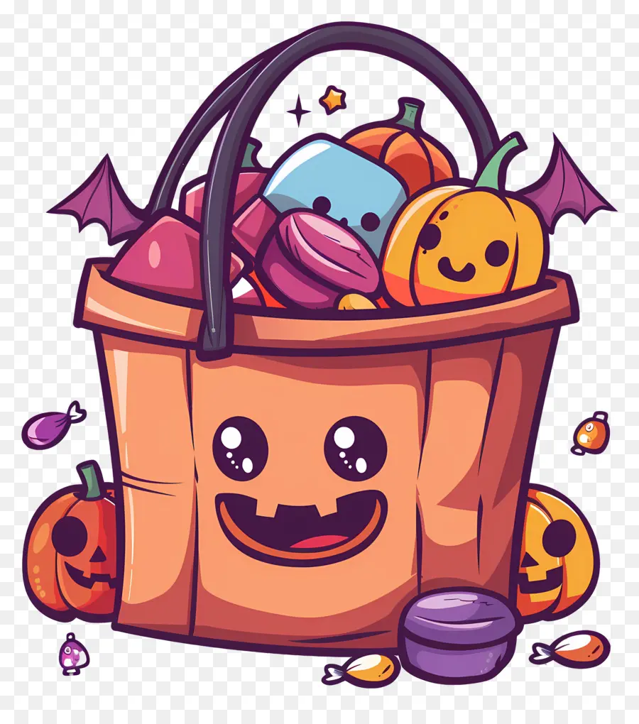 Cesta De Halloween，Cesta De Dulces De Halloween PNG