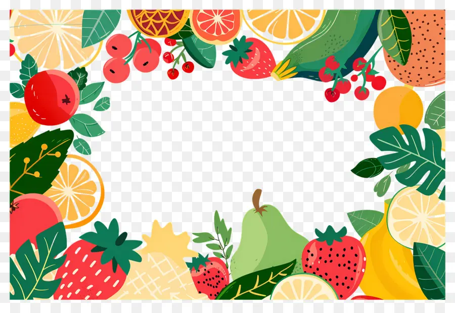 Fondo De Comida，Marco De Frutas PNG