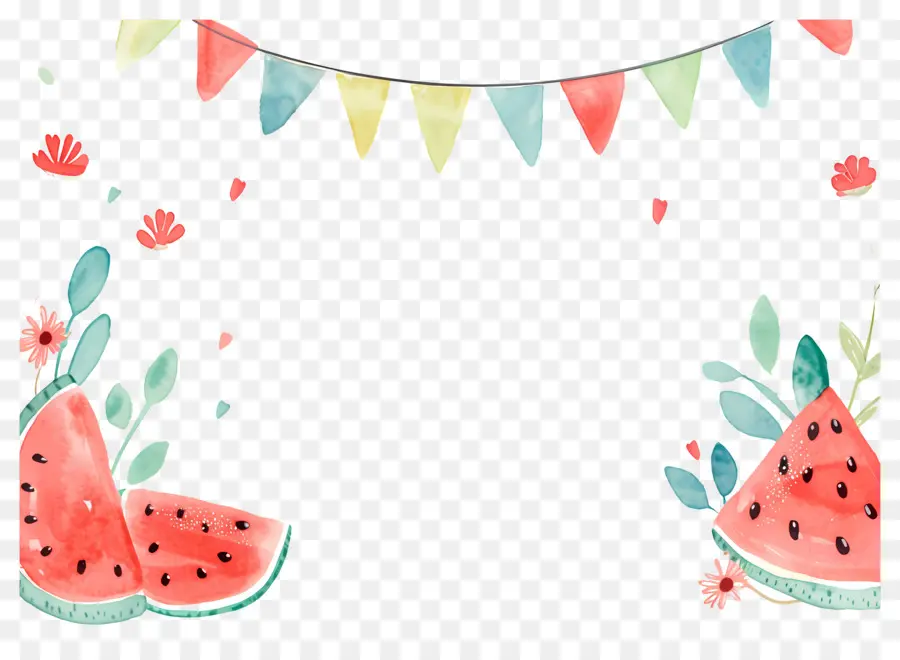 Fondo De Verano，Sandía Y Fresas PNG