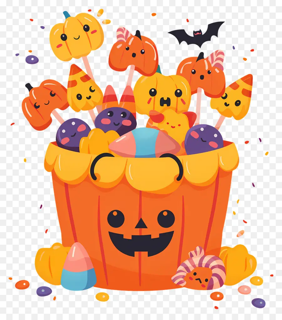 Cesta De Halloween，Cubo De Calabaza PNG