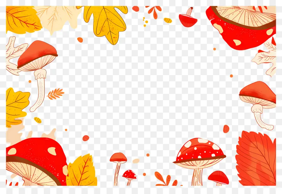 Fondo De Otoño，Setas Y Bellotas PNG