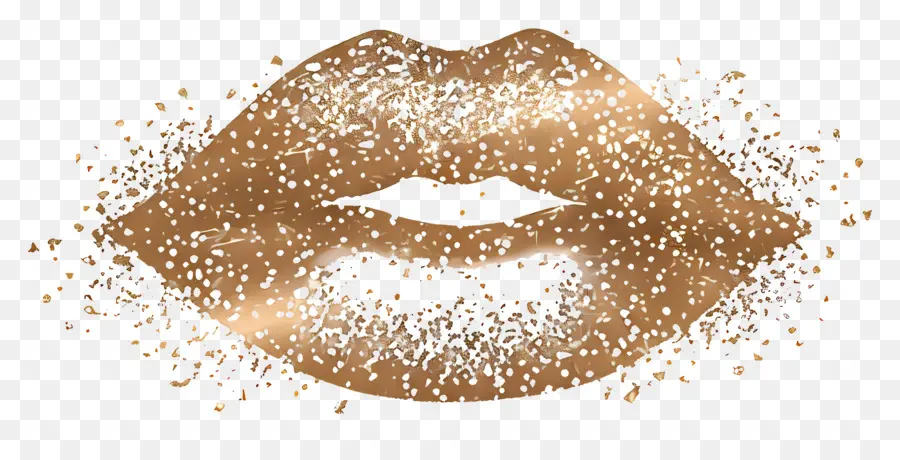 Beso Brillante，Labios Dorados PNG